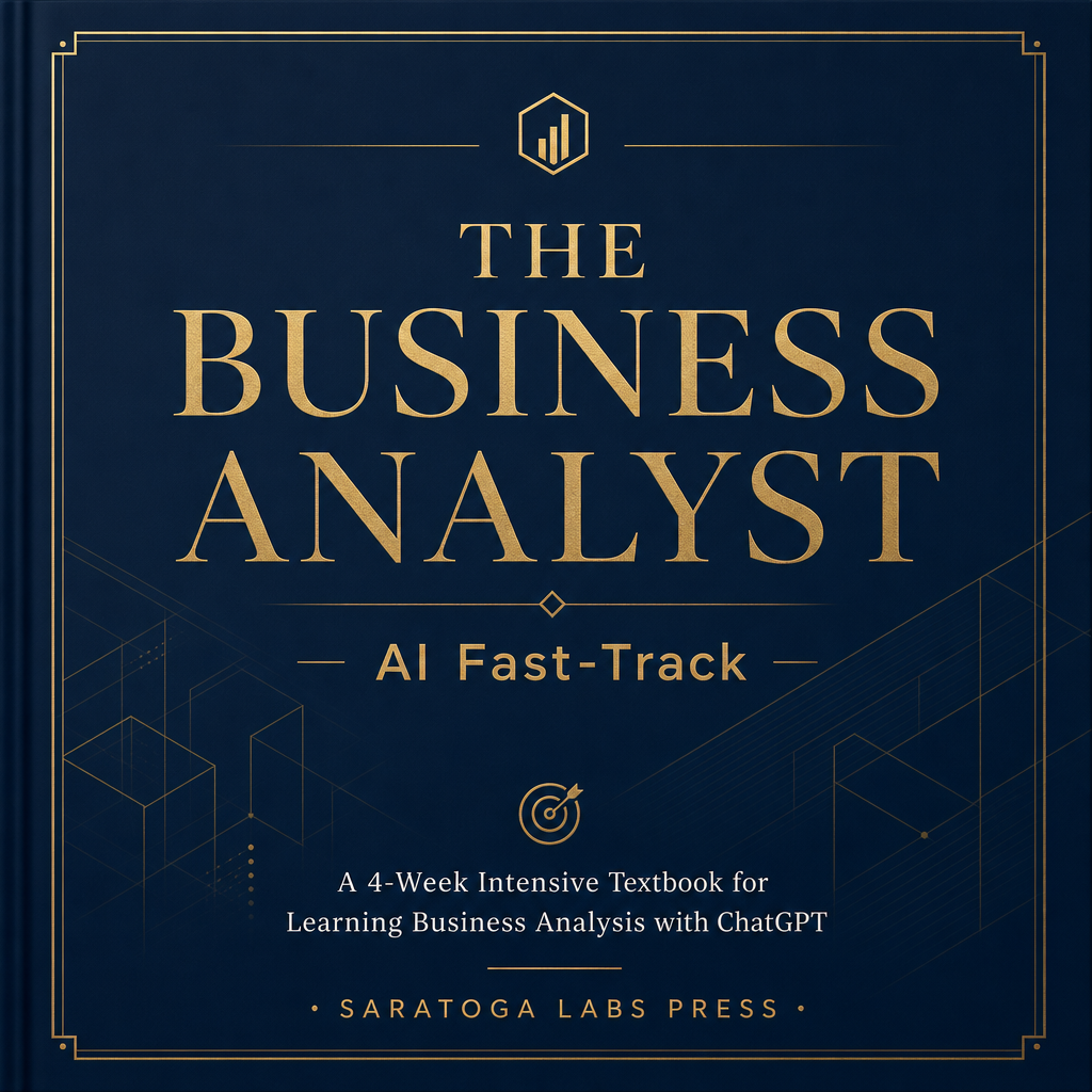 The Business Analyst AI Fast-Track book cover — Saratoga Labs